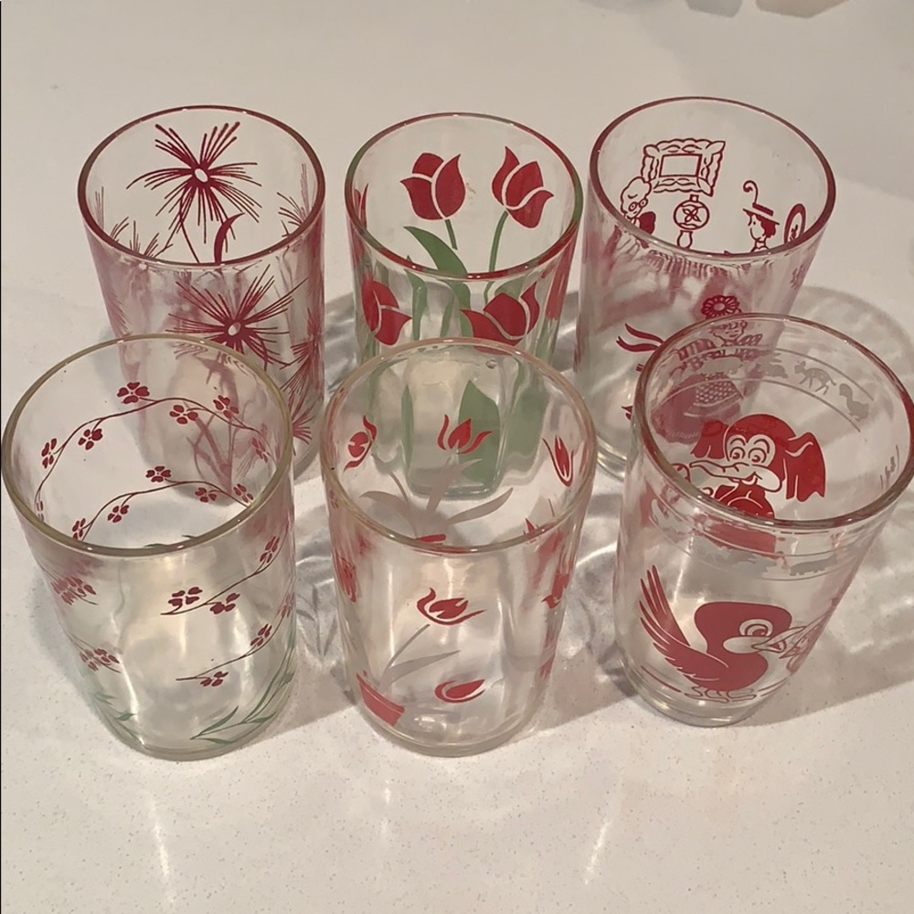 Red Swanky Swig juice cocktail glass set of 6